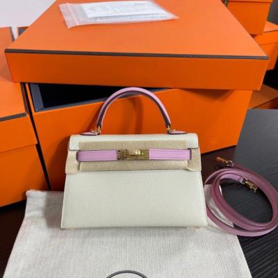 cheap quality Hermes Kelly Mini II Epson PHW bicolor Craie match Mauve Sylvestre